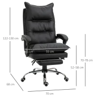 Vinsetto Fotoliu Birou Negru – Rabatabil, Suport Picioare & Ergonomic(m-3)