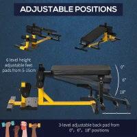 HOMCOM 3-In-1 Squat Machine, Weight Bench and Push up Stand, Adjustable Sit up Bench Leg Press Machine, for Home, Office, Gym Fitness Training, Yellow(m-4)