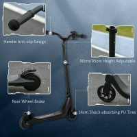 HOMCOM Electric Scooter, 120W Motor E-Scooter with Battery Display, Adjustable Height, Rear Brake for Ages 6+ Years - Black(m-5)