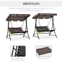 Outsunny® huśtawka z dachem leżak bujany leżak dwuosobowy kolor szary leżak ogrodowy z dachem dla 2 osób stal dł. 160 x szer. 117 x wys. 173 cm(m-7)