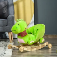 HOMCOM Cavalo de Balanço para Crianças Acima de 18 Meses de Madeira com Rodas 60x32x52 cm(m-11)