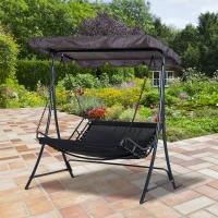 Outsunny® huśtawka z dachem leżak bujany leżak dwuosobowy kolor szary leżak ogrodowy z dachem dla 2 osób stal dł. 160 x szer. 117 x wys. 173 cm(m-2)
