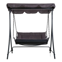 Outsunny® huśtawka z dachem leżak bujany leżak dwuosobowy kolor szary leżak ogrodowy z dachem dla 2 osób stal dł. 160 x szer. 117 x wys. 173 cm(m-10)