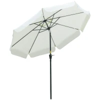 Outsunny Parasol Garden Umbrella Ø2.66m UV Protection 50+ 8 Ribs Tilt-Adjustable Beige(m-11)