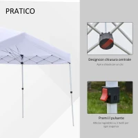 Outsunny Gazebo Pieghevole 6x3m, Richiudibile e Pop up da Giardino in Acciaio e Tessuto Bianco, per Eventi o Campeggio con Borsa da Viaggio(m-6)