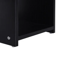 HOMCOM Compact Small Computer Table Wooden Desk Keyboard Tray Storage Shelf Modern Corner Table Home Office Black(m-9)