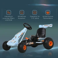 HOMCOM Go Kart samochód dziecięcy na pedały z pedałem hamulca zabawka dla dzieci 3-8 lat stal jasnoniebieski 97 x 66 x 59 cm z(m-7)