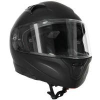 HOMCOM Casco Moto Integrale con Visiera Esterna e Parasole, Slot per Bluetooth e Certificato ECE R22, Taglia XL 61/62cm, Nero(m-11)