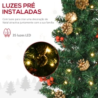 HOMCOM Conjunto de Decoração de Natal 4 Peças com 2 Árvores de Natal Coroa e Grinalda com Luzes LED 40x40x90cm Verde(m-6)