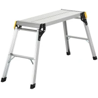 DURHAND Platforma de lucru pliabila pentru treburile casnice cu 4 picioare de protectie, aliaj de aluminiu, 128x41x60 cm, argintiu(m-11)