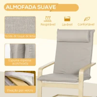HOMCOM Poltrona Otomana Estofada em Tecido Poltrona Moderna com Encosto Alto e Almofada Removível 67x69x100cm Cinza(m-4)