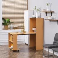 HOMCOM Masa de sufragerie pliabila moderna, bufet extensibil pentru spatii mici, locuri pana la 3 persoane, natural(m-2)