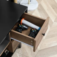 HOMCOM Móvel de TV para Televisores de até 60 Polegadas com 4 Gavetas e 4 Prateleiras Abertas 130x40x50cm Madeira e Preto(m-8)