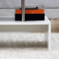 HOMCOM Masuta de cafea moderna cu efect de ciment, dreptunghiulara, pe 2 niveluri cu raft de depozitare pentru camera de zi(m-9)