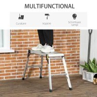 DURHAND Platforma de lucru pliabila pentru treburile casnice cu 4 picioare de protectie, aliaj de aluminiu, 128x41x60 cm, argintiu(m-6)