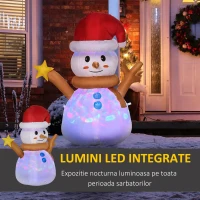 Outsunny Om de zapada gonflabil 120 cm cu lumina LED colorata, decor de Craciun de exterior(m-5)