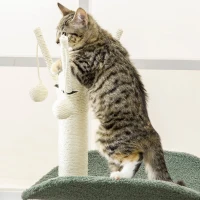 PawHut Cat Tree, Climbing Kitten Cat Tower Activity Center for Indoor Cats with Sisal Scratching Post, Green(m-8)