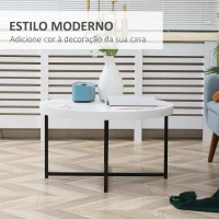 HOMCOM Mesa de Centro Redonda com Bancada Similar ao Mármore e Estrutura de Metal Estilo Moderno 80x80x45cm Branco e Preto(m-4)
