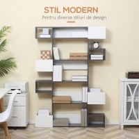HOMCOM Biblioteca moderna cu 5 niveluri, pentru camera de zi, birou, studiu, gri(m-4)