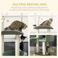 PawHut Cat Tree, Climbing Kitten Cat Tower Activity Center for Indoor Cats with Sisal Scratching Post, Green(m-6)