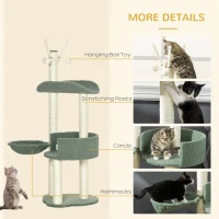 PawHut Cat Tree, Climbing Kitten Cat Tower Activity Center for Indoor Cats with Sisal Scratching Post, Green(m-5)