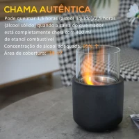 HOMCOM Lareira de Bioetanol de Mesa Capacidade 0,4L Combustão 2,5h 12x12x19cm Cinza Escuro(m-4)