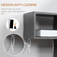 HOMCOM Biblioteca moderna cu 5 niveluri, pentru camera de zi, birou, studiu, gri(m-6)