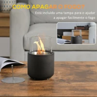 HOMCOM Lareira de Bioetanol de Mesa Capacidade 0,4L Combustão 2,5h 12x12x19cm Cinza Escuro(m-5)