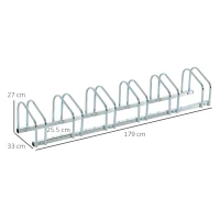 HOMCOM Suport de parcare pentru 6 biciclete din otel, 179x33x27 cm, argintiu(m-3)