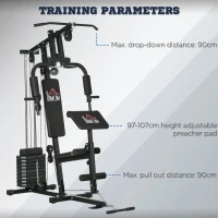 HOMCOM Aparat Multifunctional Fitness – Greutati & Antrenament Complet(m-6)