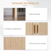 HOMCOM Aparador com 2 Portas de Rede e Prateleiras Ajustáveis Armário Estilo Cannage Anti-Tombo 73x41x102cm Madeira(m-7)