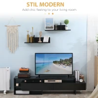 Homcom Suport TV Modern 130 cm cu Dulapuri si Rafturi – Negru(m-4)