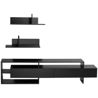 Homcom Suport TV Modern 130 cm cu Dulapuri si Rafturi – Negru(m-11)