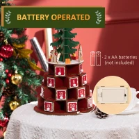 HOMCOM Calendar Advent de Craciun din lemn, cu lumini LED, pentru copii si adulti, rosu si verde(m-8)