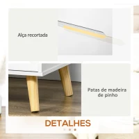 HOMCOM Mesa de Cabeceira com 2 Gavetas e Pés de Madeira Mesa de Cabeceira para Dormitório Estilo Moderno 50x40x50,5cm Branco(m-6)