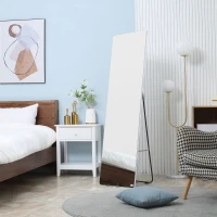 HOMCOM Oglinda de toaleta, suspendata sau inclinata, din aliaj de aluminiu, argintiu(m-2)