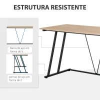HOMCOM Secretária Mesa de Computador 120x60x85cm com Bancada de Madeira e Pés de Metal Carga Estilo Moderno Madeira e Preto(m-5)