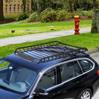 HOMCOM Autodach-Gepäckträger | Stahl | 134 x 100 x 10 cm | Schwarz(m-9)