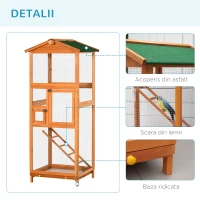 PawHut Cotet Exterior pentru Pasari – Lemn cu Tava(m-7)