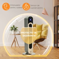 HOMCOM Incalzitor electric oscilant cu 3 moduri de incalzire cu temperatura reglabila si telecomanda, din ABS, Φ25x73,5 cm, argintiu(m-6)