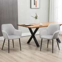 HOMCOM Set de 2 scaune de sufragerie, decorative din material textil din catifea, gri deschis(m-11)