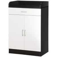 HOMCOM Dulap cu sertar si raft reglabil, din MDF, 60x40x90cm, Alb Negru(m-12)