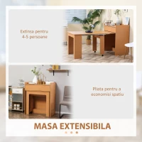 Homcom Masa Sufragerie – Pliabila & Extensibila, Design Natural(m-4)
