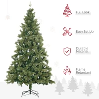 HOMCOM Pom de Craciun artificial cu ramuri realiste, 908 de varfuri si 350 de lumini LED albe calde, decor de Craciun, verde(m-4)