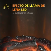 HOMCOM Chimenea Eléctrica 700W/1000W Calentador con Llama Realista Pantalla LED y Control Remoto 16x16x31 cm Negro(m-5)