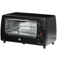HOMCOM Cuptor electric 10L temperatura reglabila si temporizator, grila si tava incluse, 750 W, 36,5x26x22cm, negru(m-11)