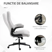 Vinsetto Scaun de birou din piele PU, reglabil pe inaltime, functie de inclinare, roti pivotante, gri deschis, 67 x 70 x 112-122 cm(m-5)