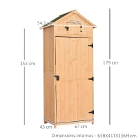 Outsunny® Gartenhaus Gerätehaus Geräteschuppen mit Fachböden Asphaltdach Fenster Holz Natur 77 x 54,2 x 179 cm(m-3)