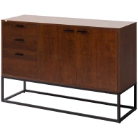 HOMCOM Dulap tip bufet rustic, dulap de bucatarie cu usi, 3 sertare si rafturi reglabile pentru living, sufragerie, maro(m-11)