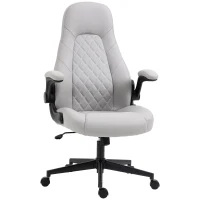 Vinsetto Scaun de birou din piele PU, reglabil pe inaltime, functie de inclinare, roti pivotante, gri deschis, 67 x 70 x 112-122 cm(m-1)